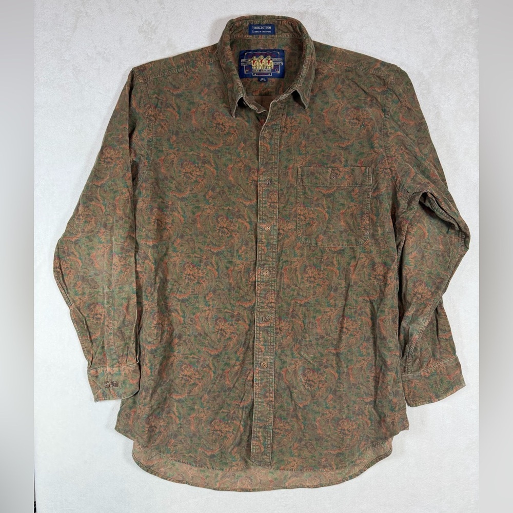 INSANE Vintage Ralph Lauren 16.5 34-35 Corduroy Paisley Western Chaps Shirt